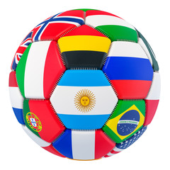 Obraz premium Soccer ball with flags, 3D rendering