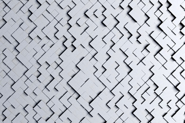 Abstract diagonal gray or black and white 3d geometric small cube or box shape tiles background or pattern design in bright light.