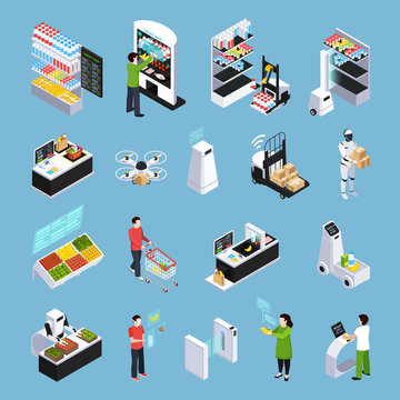 Shop Of Future Isometric Icons
