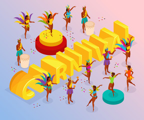 Brazilian Carnival Isometric Illustration