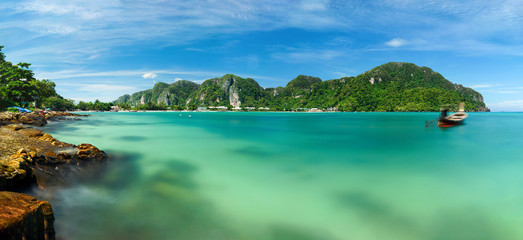 Panorama of the tropical beach in Thailand - beautiful koh phi phi island