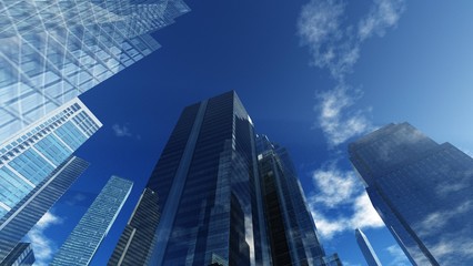 Fototapeta na wymiar modern high-rise buildings, skyscrapers against the sky, 3D rendering 
