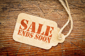 Sale ends soon sign on price tag