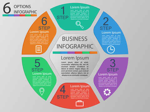 Vector illustration infographics 6 options. Template for brochure, business, web design eps 10