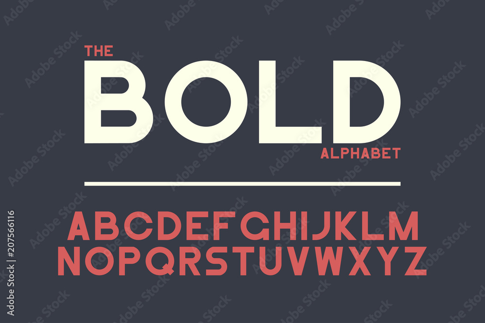 Poster Bold sans-serif font design. Vector alphabet with strong letters. Retro typography typeface.