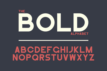 Fototapeta na wymiar Bold sans-serif font design. Vector alphabet with strong letters. Retro typography typeface.