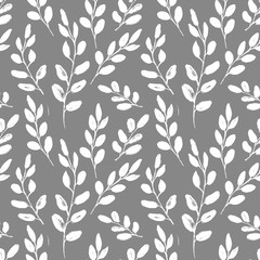Seamless Realistic Watercolor Greenery Pattern. Hand Drawn Eucalyptus Leaves and Branches Print. Summer, Spring Forest Herbs, Plants Texture. Foliage in Vintage Style. Nature Eco Friendly Concept.