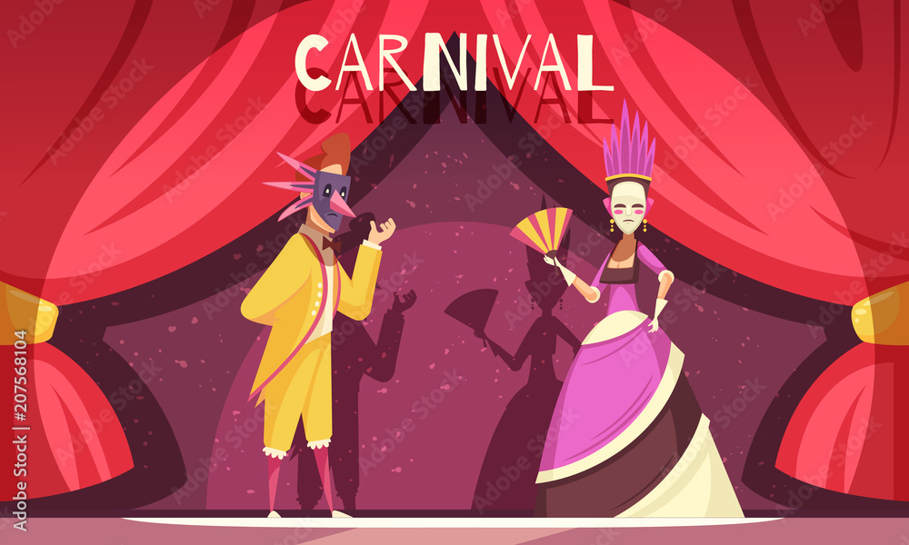 Sticker carnival cartoon background