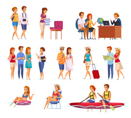 Travel Agency Cartoon Set
