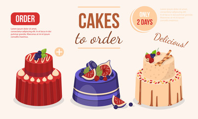 Vector illustration set of cakes