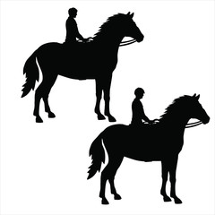 Silhouette of a horseman on a standing horse