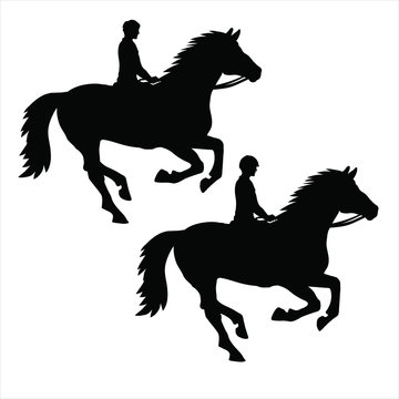 Silhouette of a horseman on a galloping horse