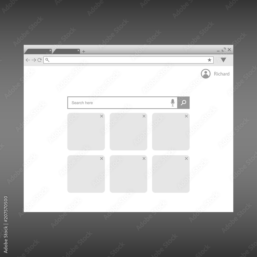 Fototapete Browser window template. Web browser page interface. Design for UI. Vector illustration.