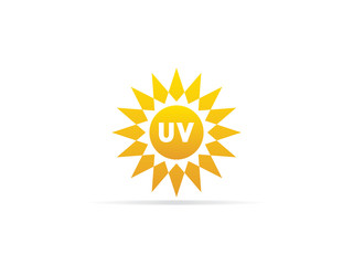 UV radiation icon, ultraviolet with sun logo symbol. vector illustration.