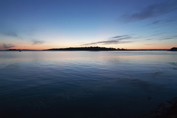 Poole Harbour on the UK's south coast at night