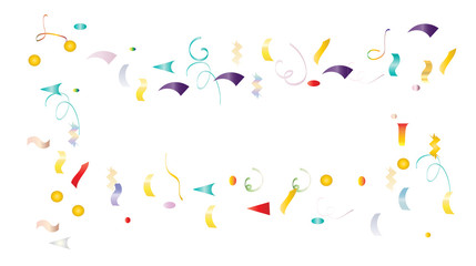 Trendy Xmas Party Tinsel Vector Foil Confetti Cool Foil Border Fireworks Explosion, Blast, Burst, New Year, Christmas, Birthday Celebration. Cool Summer Coctail Party Colored Gradient Tinsel Confetti.