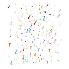 Trendy Xmas Party Tinsel Vector Foil Confetti Cool Foil Border Fireworks Explosion, Blast, Burst, New Year, Christmas, Birthday Celebration. Cool Summer Coctail Party Colored Gradient Tinsel Confetti.