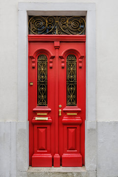 Red Old Wooden Door