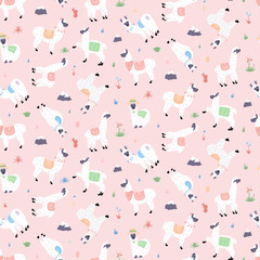 Vector seamless pattern with  llama © pikovit