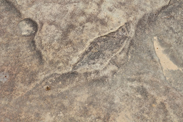 Rough stone texture closeup photo. Yellow ancient stone floor background. Weathered rock relief surface