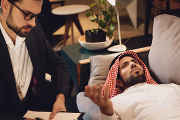 Arabic man at psychotherapist reception