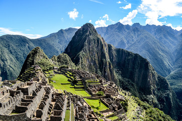 Cuzco, Peru - mei 2015: Machu Picchu, & 39 de verloren stad van de Inca& 39 s& 39 , een oude archeologische vindplaats in het Peruaanse Andesgebergte
