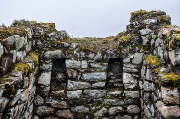 Stone built terracing and buildings at Machu Picchu, an ancient Inca archaeological site near...