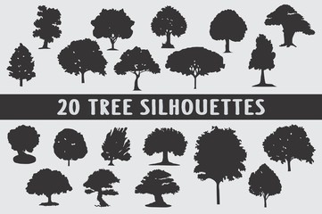 20 Trees Silhouettes various design set
