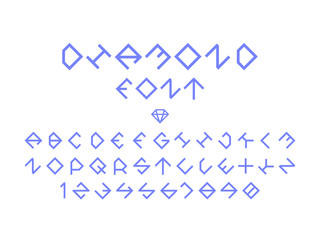 Diamond regular font. Vector alphabet 