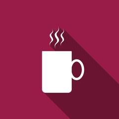 Coffee cup flat icon isolated with long shadow. Tea cup. Hot drink coffee. Flat design. Vector Illustration