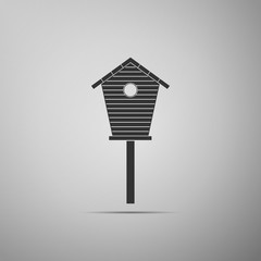 Bird house icon isolated on grey background. Nesting box birdhouse, homemade building for birds. Flat design. Vector Illustration