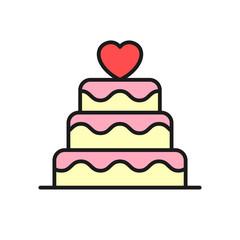 wedding cake icon. wedding with love graphic for wedding concept illustration design. simple clean colored symbol.