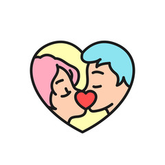 marriage couple kissing icon for weeding concept design. simple clean colored symbol.
