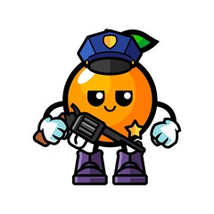Orange police mascot cartoon illustration