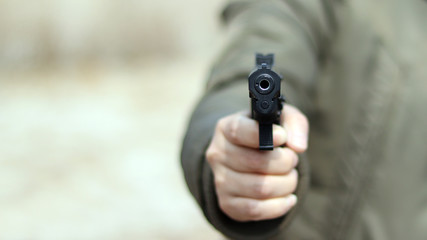 Close-up image of the muzzle of a gun.