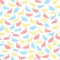 waterfowl birds. vector seamless pattern. pastel background
