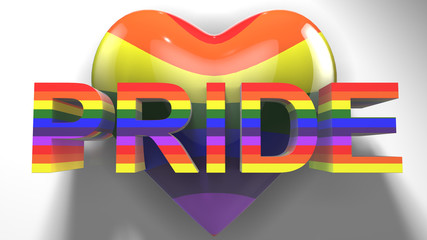 Gay Pride graphic title 3D render. The letters LGBTQIA refer to lesbian, gay, bisexual, transgender, queer or questioning, intersex, and asexual or allied.