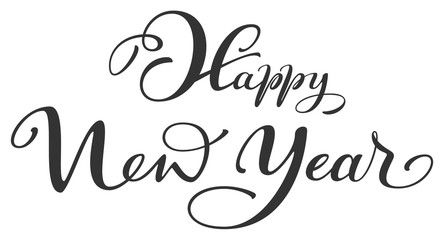 Happy New Year ornate handwriting lettering text