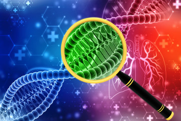 3d rendering Dna analysis, 3d render of dna structure in medical background