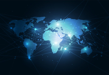 Global network connection. World map point and line composition concept of global business. Vector Illustration