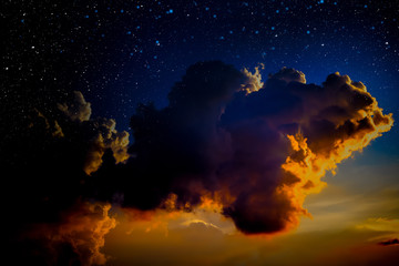 Night Sky With Cloud And Stars.