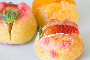 Delicious choux cream with bakery