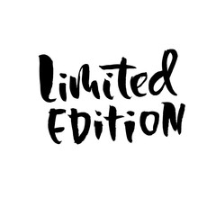 Limited edition. Ink handwritten lettering. Modern dry brush calligraphy. Typography poster design. Vector illustration.