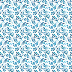 Seamless pattern with watercolor branches on white