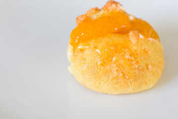 Delicious choux cream on plate