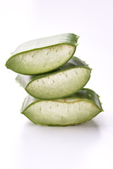 aloe vera slice on white background