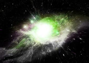 Fototapeta premium Stars, dust and gas nebula in a far galaxy