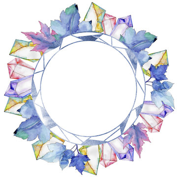 Leaves currant in a watercolor style. Frame border ornament square. Aquarelle leaf for background, texture, wrapper pattern, frame or border.