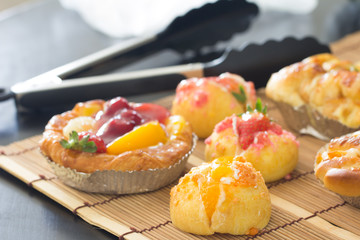 Close up choux cream with bakery