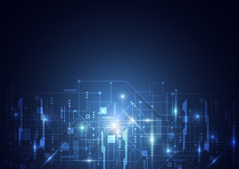 Abstract background with technology circuit board texture. Electronic motherboard illustration. Communication and engineering concept. Vector illustration